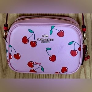 Coach Womens Mini Jamie Camera Bag With Heart Cherry Print